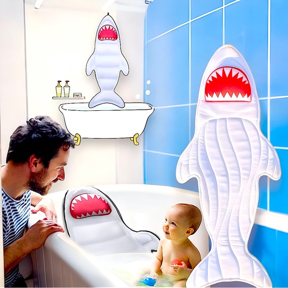Shark-Shaped Full-Body Bath Pillow Mat: Quick-Dry and Machine Washable - Picture 3 of 12